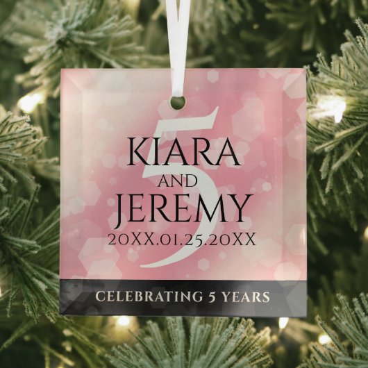 Elegant 5e Roos Quartz Wedding Jubileum Glas Ornament (Insitu)