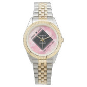 Elegant 5e Roos Quartz Wedding Jubileum Horloge (Voorkant)