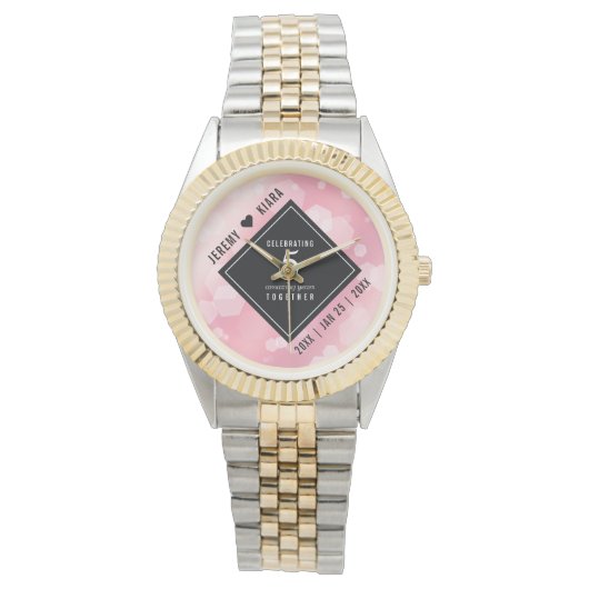 Elegant 5e Roos Quartz Wedding Jubileum Horloge (Voorkant)