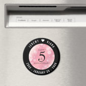 Elegant 5e Roos Quartz Wedding Jubileum Magneet (Insitu (Vaatwasser))