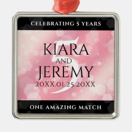 Elegant 5e Roos Quartz Wedding Jubileum Metalen Ornament