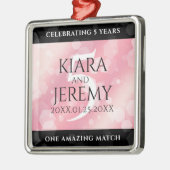 Elegant 5e Roos Quartz Wedding Jubileum Metalen Ornament (Links)