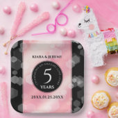 Elegant 5e Roos Quartz Wedding Jubileum Papieren Bordje (Feest)