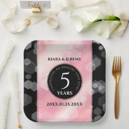 Elegant 5e Roos Quartz Wedding Jubileum Papieren Bordje