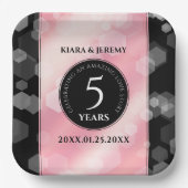 Elegant 5e Roos Quartz Wedding Jubileum Papieren Bordje (Voorkant)