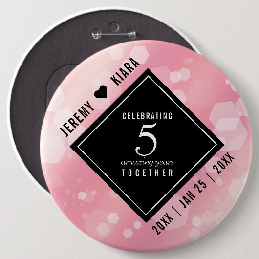 Elegant 5e Roos Quartz Wedding Jubileum Ronde Button 6,0 Cm (Voorkant /achterkant)