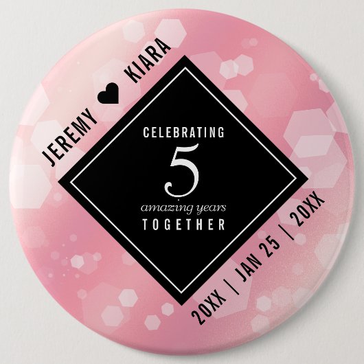 Elegant 5e Roos Quartz Wedding Jubileum Ronde Button 6,0 Cm (Voorkant)