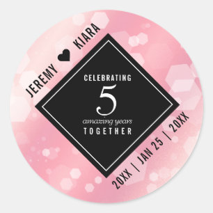 Elegant 5e Roos Quartz Wedding Jubileum Ronde Sticker