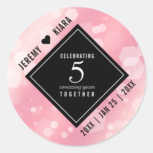 Elegant 5e Roos Quartz Wedding Jubileum Ronde Sticker (Voorkant)
