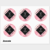 Elegant 5e Roos Quartz Wedding Jubileum Ronde Sticker (Vel)