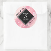 Elegant 5e Roos Quartz Wedding Jubileum Ronde Sticker (Tas)