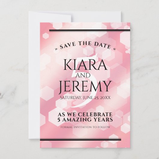 Elegant 5e Roos Quartz Wedding Jubileum Save The Date (Voorkant)