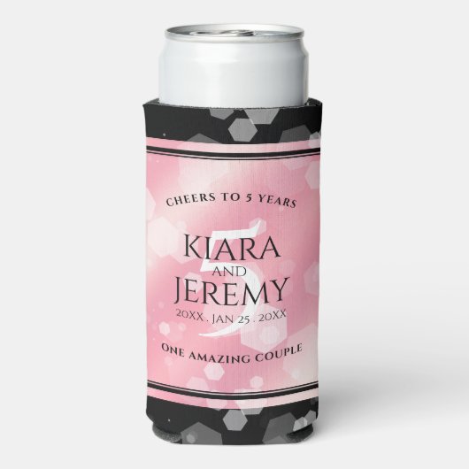 Elegant 5e Roos Quartz Wedding Jubileum Seltzer Blikjeskoeler (Seltzer Achterkant)