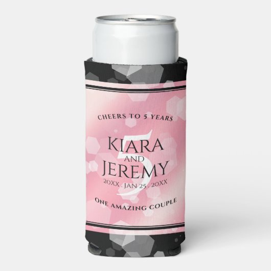 Elegant 5e Roos Quartz Wedding Jubileum Seltzer Blikjeskoeler (Seltzer Voorkant)