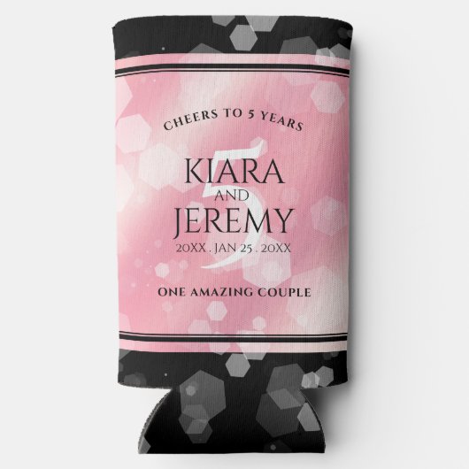 Elegant 5e Roos Quartz Wedding Jubileum Seltzer Blikjeskoeler (Achterkant)