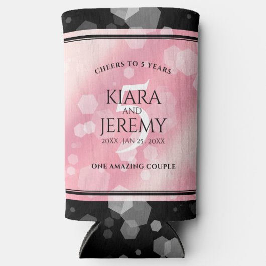 Elegant 5e Roos Quartz Wedding Jubileum Seltzer Blikjeskoeler (Voorkant)