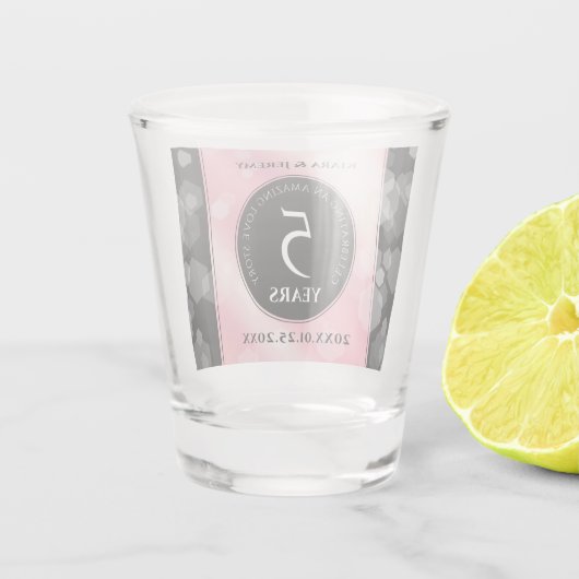 Elegant 5e Roos Quartz Wedding Jubileum Shot Glas (Achterkant)