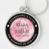 Elegant 5e Roos Quartz Wedding Jubileum Sleutelhanger (Voorkant)