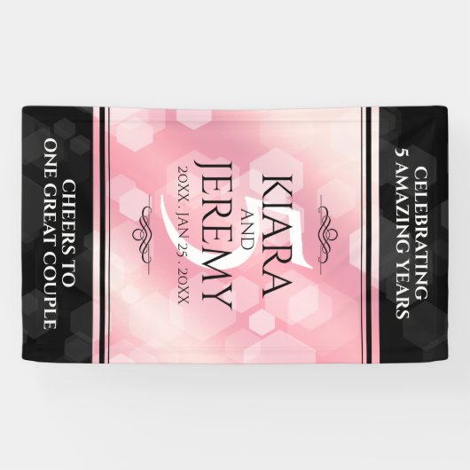 Elegant 5e Roos Quartz Wedding Jubileum Spandoek (Horizontaal)