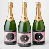 Elegant 5e Roos Quartz Wedding Jubileum Sparkling Wijnetiket (Flessen)