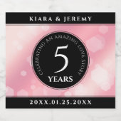 Elegant 5e Roos Quartz Wedding Jubileum Sparkling Wijnetiket (Enkel label)