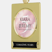 Elegant 5e Roos Quartz Wedding Jubileum Verguld Banner Ornament (Links)