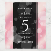 Elegant 5e Roos Quartz Wedding Jubileum Wijn Etiket (Enkel label)