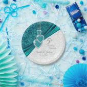 Elegant 5th Turquoise Wedding Jubileum Design Papieren Bordje (Feest)