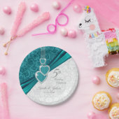 Elegant 5th Turquoise Wedding Jubileum Design Papieren Bordje (Feest)