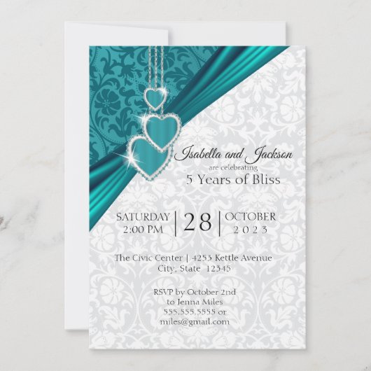 Elegant 5th Wedding Jubileum Design Kaart (Voorkant)