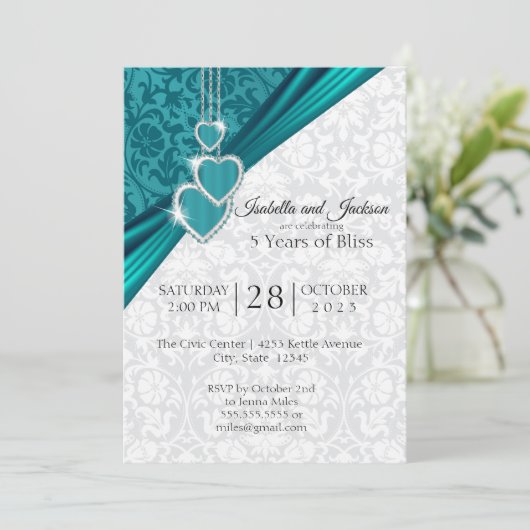 Elegant 5th Wedding Jubileum Design Kaart (Staand voorkant)