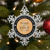 Elegant 5th Wood Wedding Anniversary Celebration Tin Sneeuwvlok Ornament