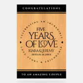 Elegant 5th Wood Wedding Jubileum Celebration Acryl Bord (Voorkant)