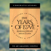 Elegant 5th Wood Wedding Jubileum Celebration Acryl Bord (Neutraal)