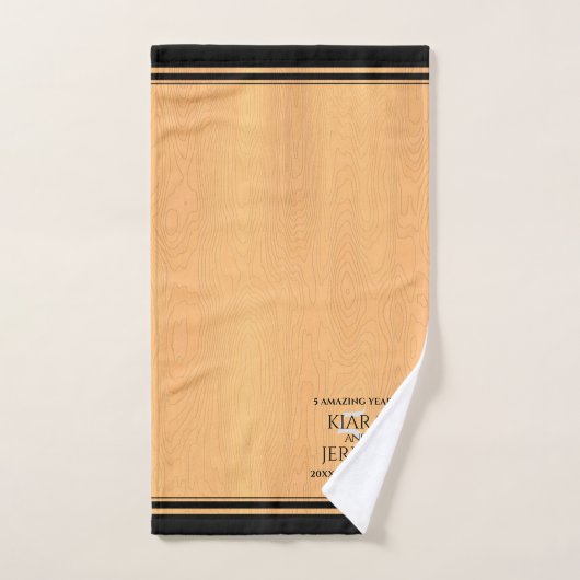 Elegant 5th Wood Wedding Jubileum Celebration Bad Handdoek (Handdoek)