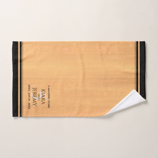 Elegant 5th Wood Wedding Jubileum Celebration Bad Handdoek (Handdoek)