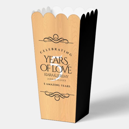 Elegant 5th Wood Wedding Jubileum Celebration Bedankdoosjes (Achterkant)
