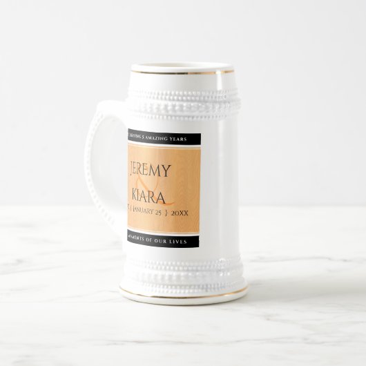 Elegant 5th Wood Wedding Jubileum Celebration Bierpul (Voorkant links)