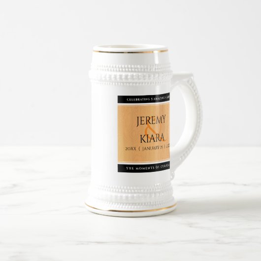 Elegant 5th Wood Wedding Jubileum Celebration Bierpul (Voorkant rechts)