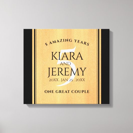 Elegant 5th Wood Wedding Jubileum Celebration Canvas Afdruk (Voorkant)