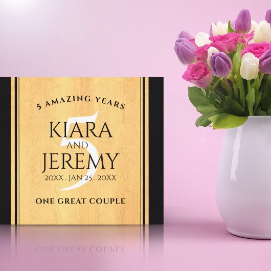 Elegant 5th Wood Wedding Jubileum Celebration Canvas Afdruk