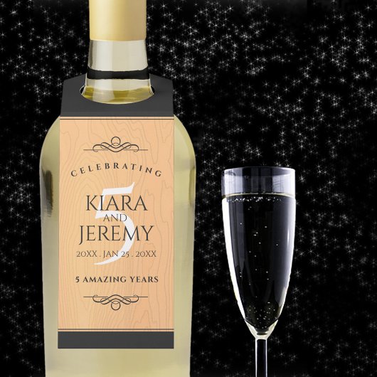 Elegant 5th Wood Wedding Jubileum Celebration Flessenhanger