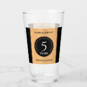 Elegant 5th Wood Wedding Jubileum Celebration Glas (Achterkant)