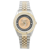 Elegant 5th Wood Wedding Jubileum Celebration Horloge (Voorkant)