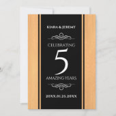 Elegant 5th Wood Wedding Jubileum Celebration Kaart (Voorkant)