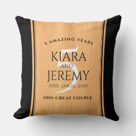 Elegant 5th Wood Wedding Jubileum Celebration Kussen
