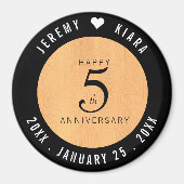 Elegant 5th Wood Wedding Jubileum Celebration Magneet (Voorkant)