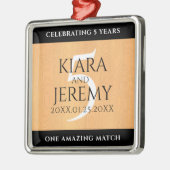 Elegant 5th Wood Wedding Jubileum Celebration Metalen Ornament (Links)