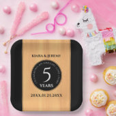 Elegant 5th Wood Wedding Jubileum Celebration Papieren Bordje (Feest)