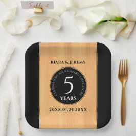 Elegant 5th Wood Wedding Jubileum Celebration Papieren Bordje